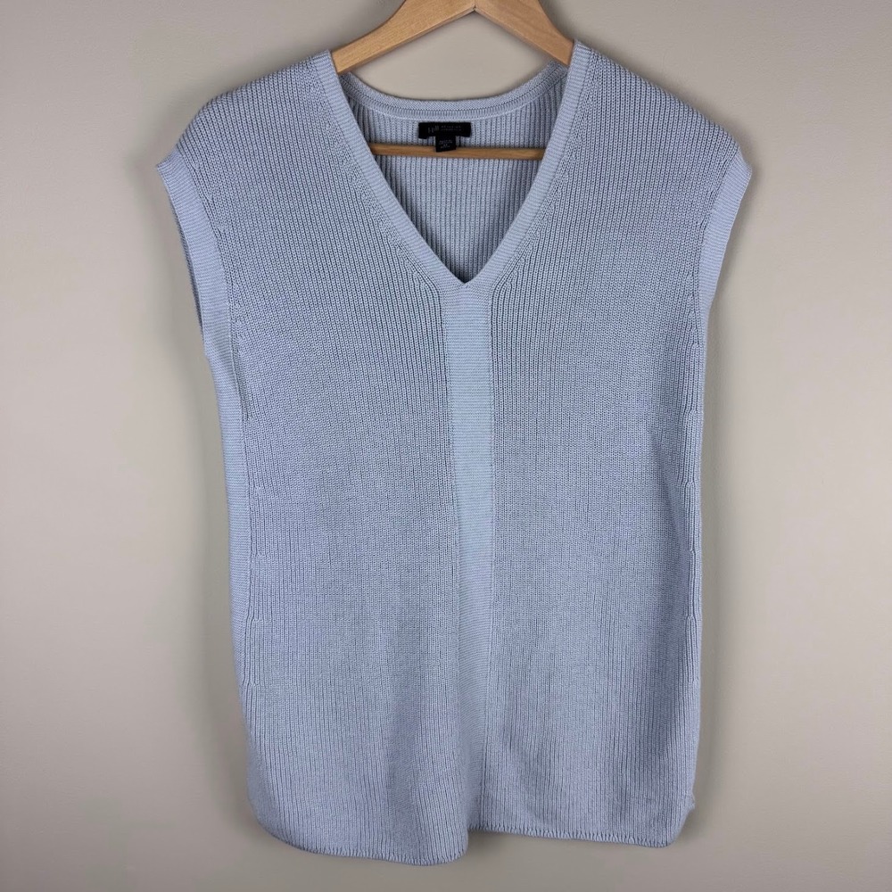 J. Jill Wearever Collection Sweater Vest Light Grey Knit Tunic XS‎ Petite